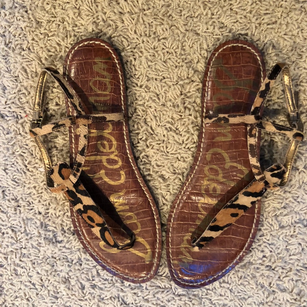 COPY - Sam Edelman Leopard T strap sandals.